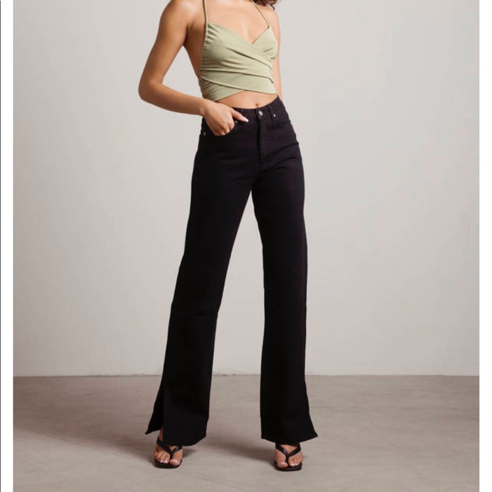 LINCOLN HEIGHTS BLACK SIDE SLITS STRAIGHT LEG JEANS